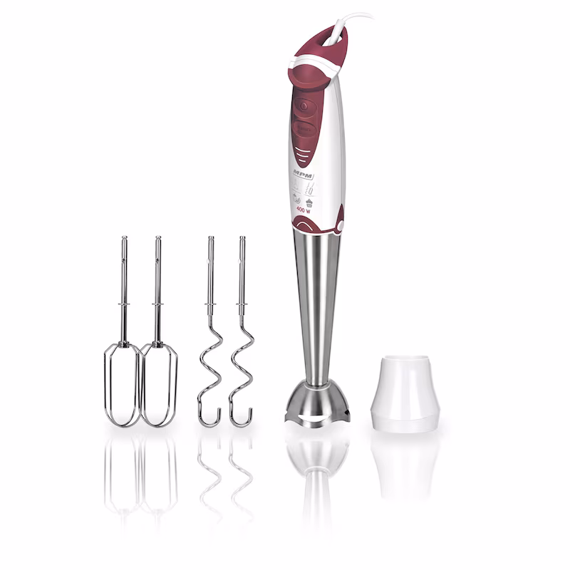 MPM MBL-16 hand blender with stainless steel blades and 400 W. White.