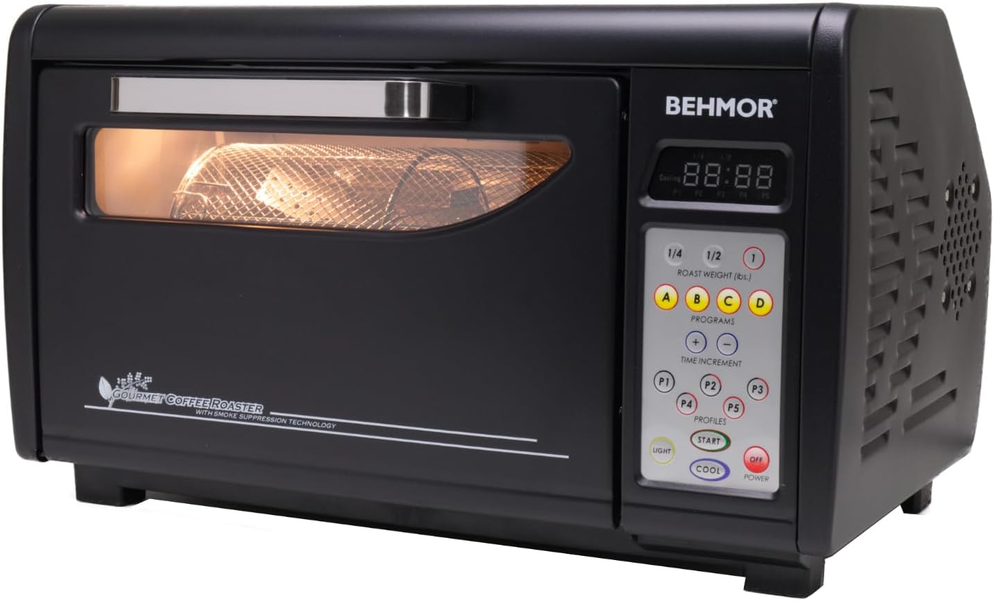 Behmor 2020SR Plus Coffee Roaster 100-454g Capacity, Patented Smoke Suppression, 5 Roasting Programmes, Manual Mode, Quartz Heating Elements, Indoor Electric Home Roaster