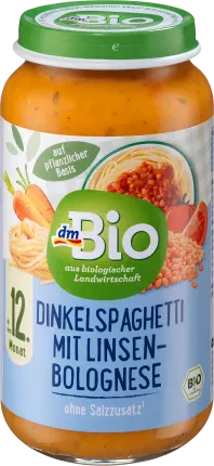 dmBio Dinkel spaghetti menu with lens bolognese, from the 12th month, 250 g