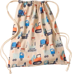 ALANA Gym bag with vehicle pattern, beige, approx. 32 x 40cm, 1 piece