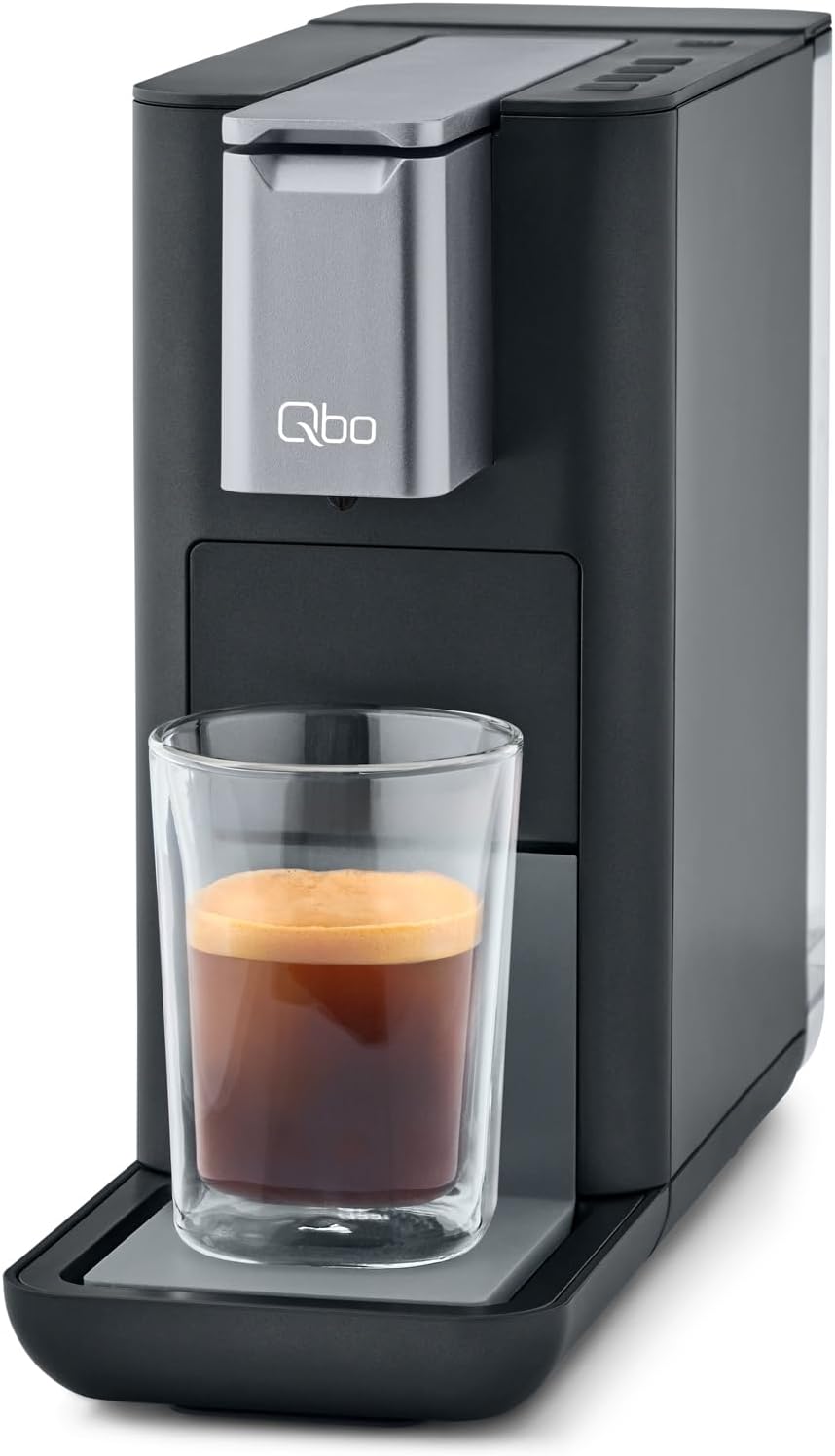 Tchibo Store Tchibo Qbo Essential Premium Capsule Machine for Espresso, Caffè and Caffè Grande, Compact Design, Dark Stone