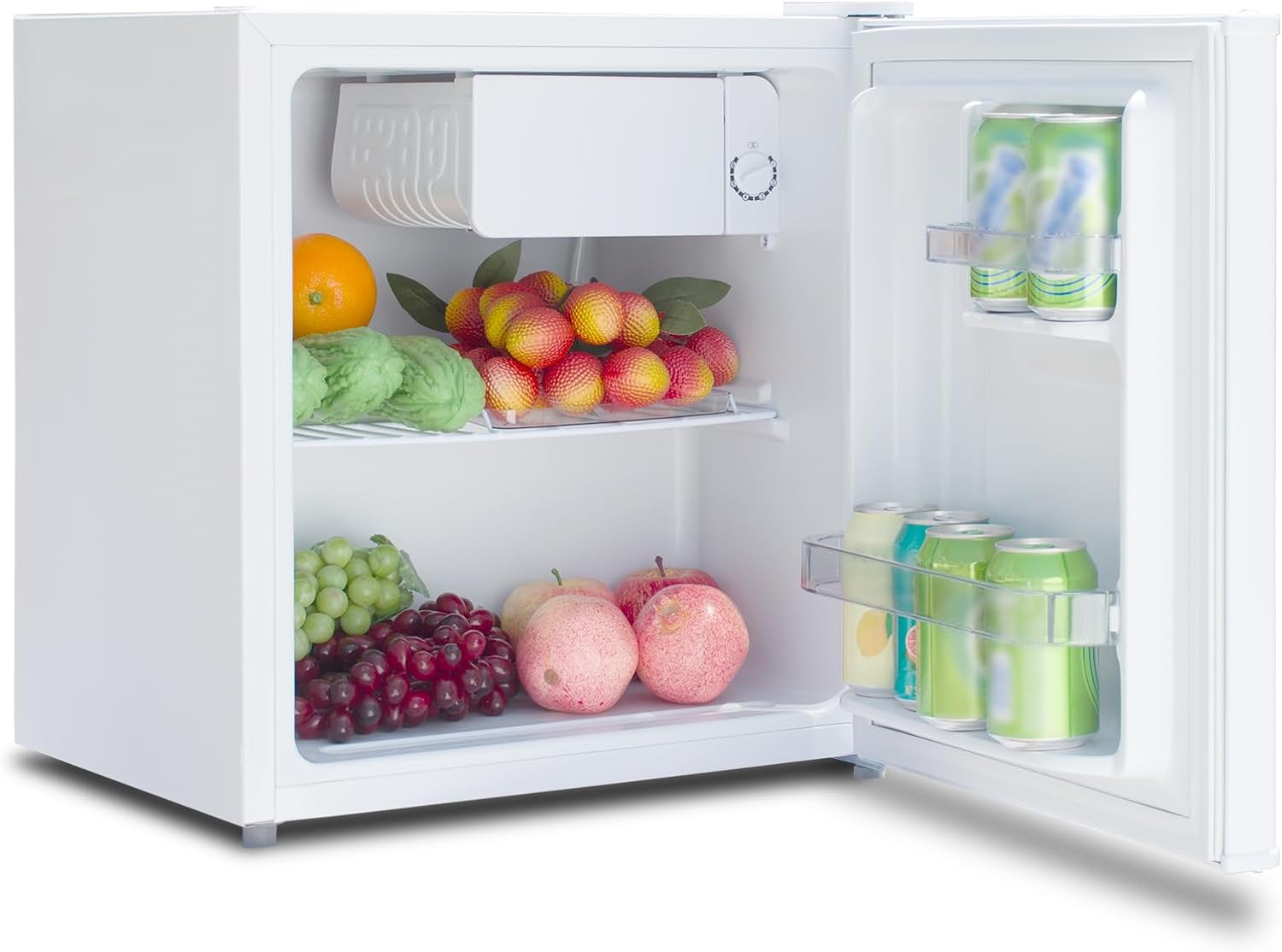 Mini Fridge 45 L, Small Fridge without Freezer, Mini Fridge with Reversible Door, Small Fridge Quiet for Kitchen, Office, Bedroom, Small Apartments, Hotels, 0-10°C, White