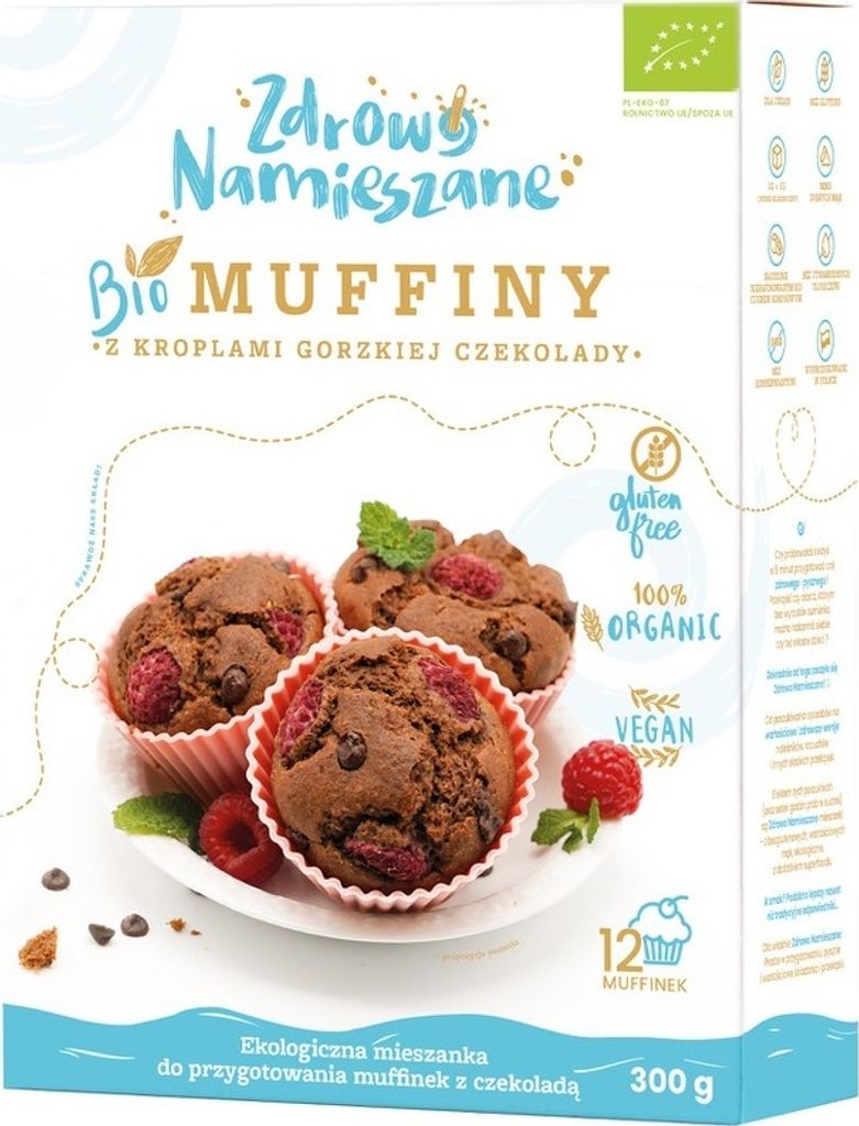 Biogo MUFFIN MIX WITH DARK CHOCOLATE DROPS, GLUTEN-FREE 300 g - HEALTHY MIX
