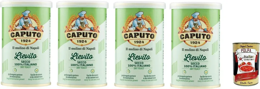 Mulino Caputo Lievito Secco - 100% Italian Dried Yeast 4x 100g + Italian Gourmet Polpa 400g