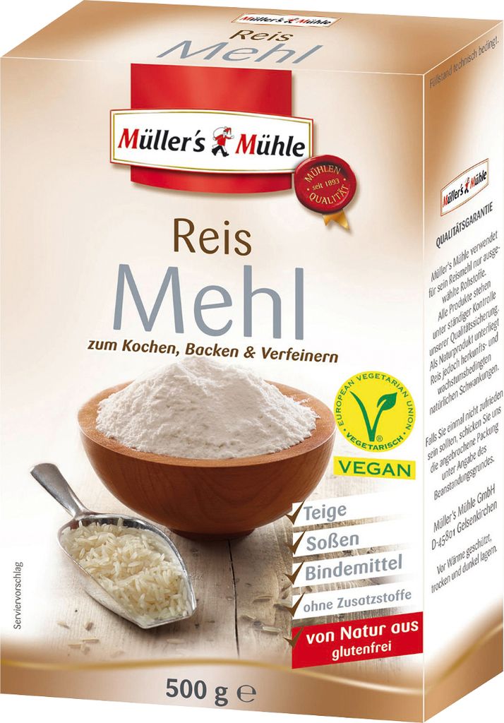 Müller's Mühle Müllers Mühle Rice Flour for Cooking, Baking and Refining 500g