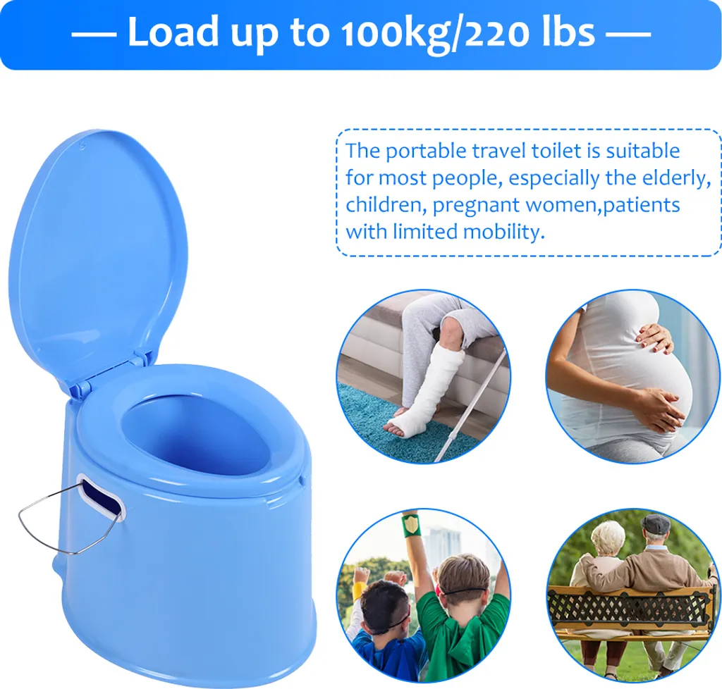 KKmoon Multifunctional Outdoor Portable Bathroom Toilet Seat for Children, Elderly, Pregnant Women (blue)