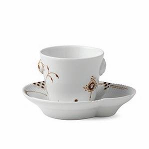 Royal Copenhagen Multicolored Element Mocha Espresso Cup And Plate