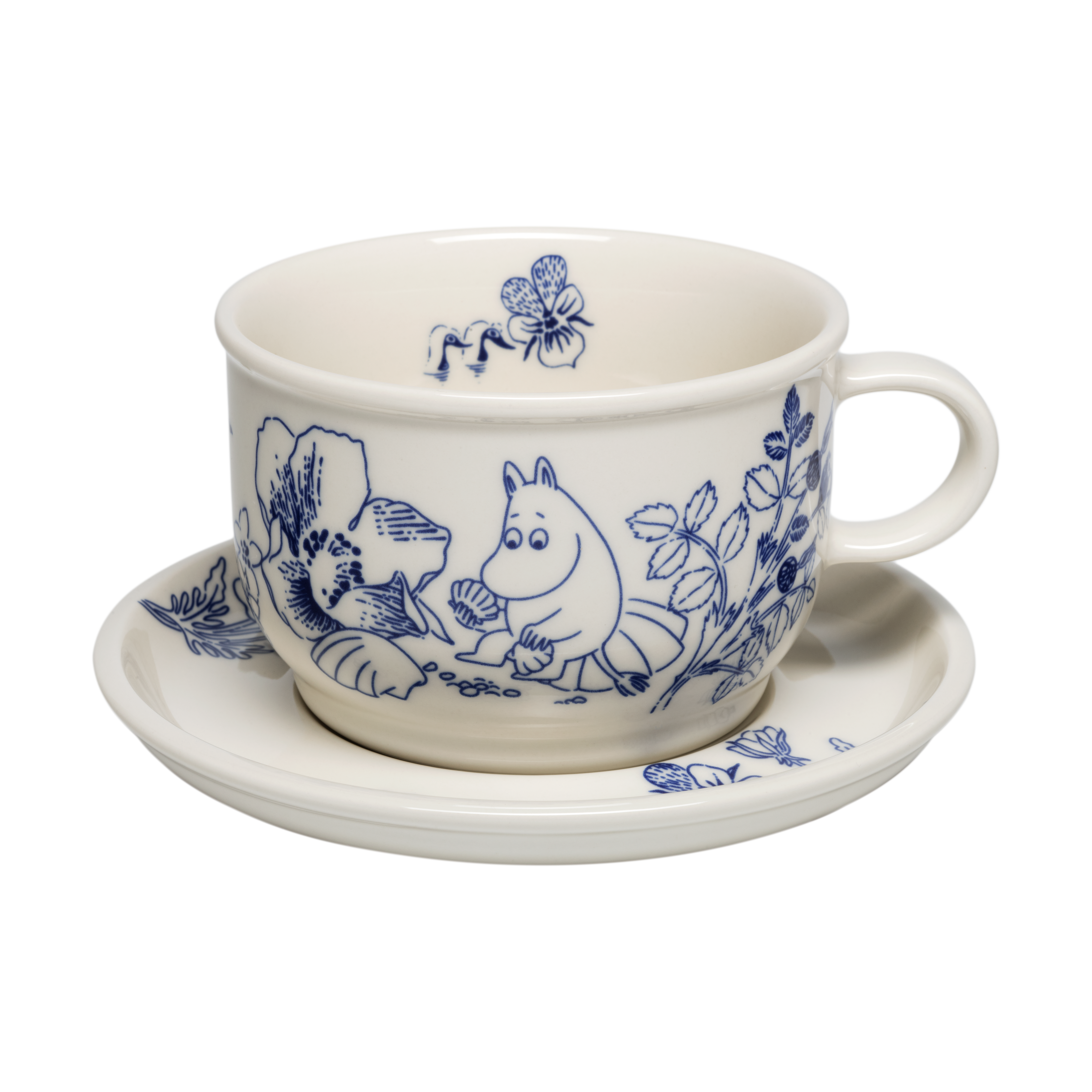 Moomin Arabia Moomin Haru Cup and Saucer, Blue White