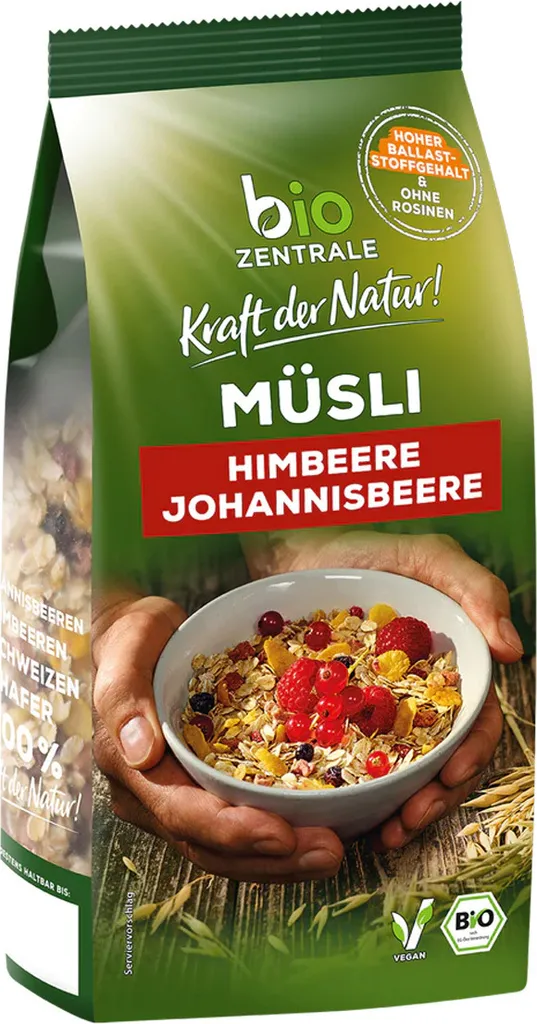 Importhaus Wilms/Impuls Raspberry and blackcurrant muesli, fruity, crunchy and delicious, 450g