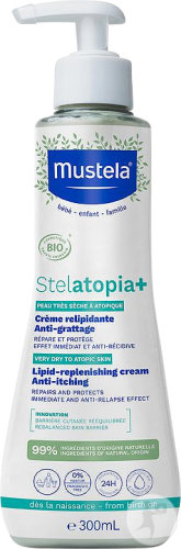 Mustela Bébé-Enfant Stelatopia+ Relipidating Anti-Scratch Cream Very Dry Atopic Organic 300ml