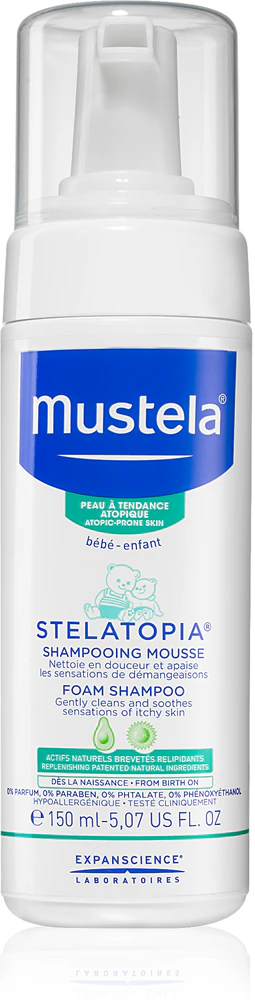 Mustela Bébé Stelatopia foam shampoo for children from birth