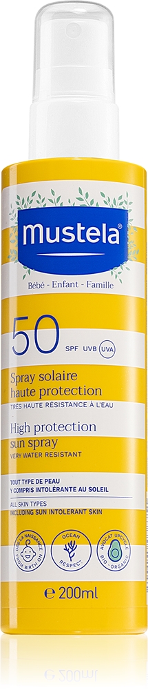 Mustela Family High Protection Sun Spray protective tanning milk in spray with SPF 50+