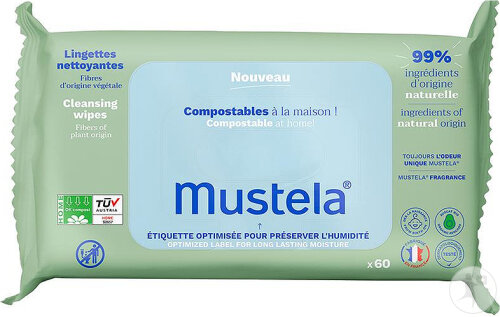 Mustela Compostable Cleaning Cloths With Perfume 60 pieces