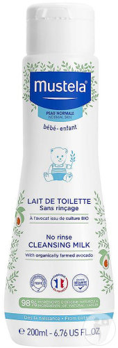 Mustela Cleansing Milk Without Rinsing With Avocado Organic Bottle 200ml