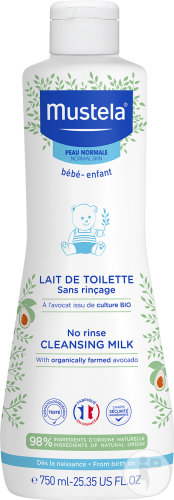 Mustela Cleansing Milk Without Rinsing With Avocado Organic Bottle 750ml