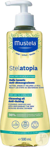 Mustela Stelatopia Washing Oil Without Perfume For Skin Prone To Atopy Pump Bottle 500ml