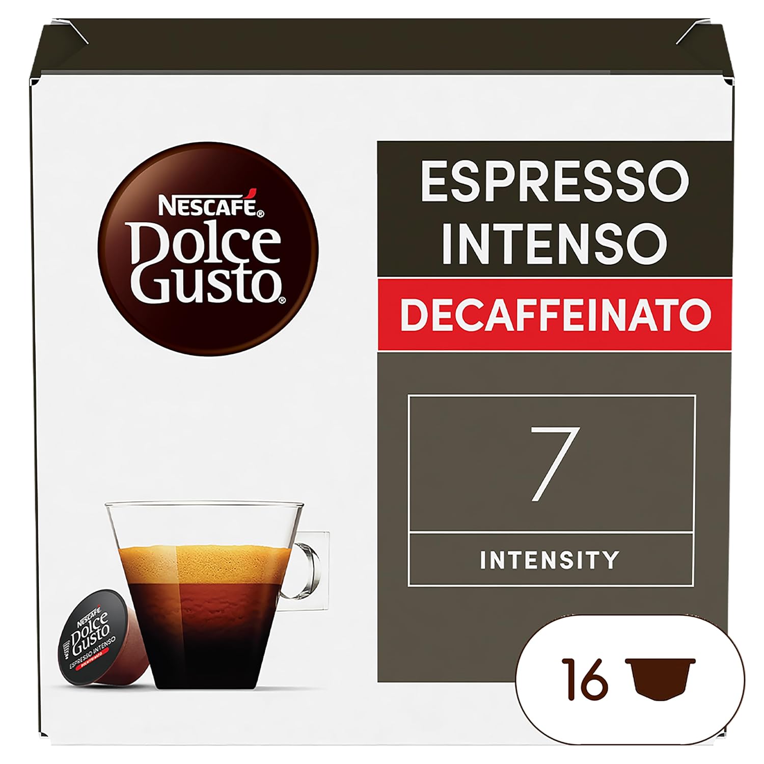 \'NESCAFE DOLCE GUSTO ESPRESSO INTENSO CAPSULES decaffeinato, 16