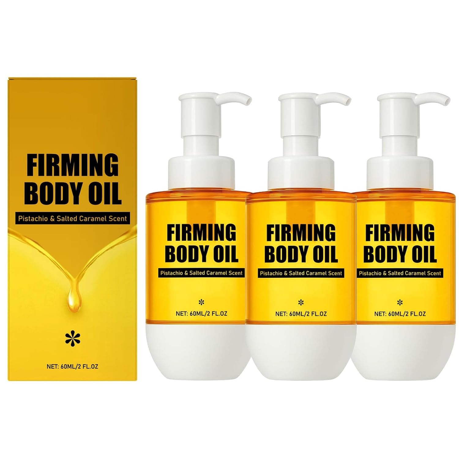 Woranb Firming Body Oil, 2 fl.oz / 60 ml, Firming Body Oil, Body Moisturising Oil for Women, Pistachio, Salted Caramel Odor, Non-Greasy Texture, Visibly Smooth Look (3)