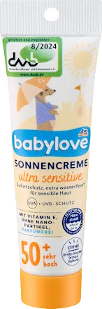 babylove Baby & Child Sunscreen, Ultra Sensitive SPF 50+, Travel Size, 30 ml