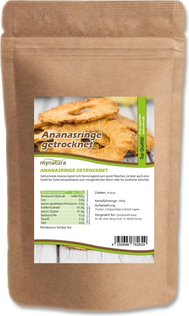 My natura Mynatura dried pineapple rings without additives 1Kg 1 bag