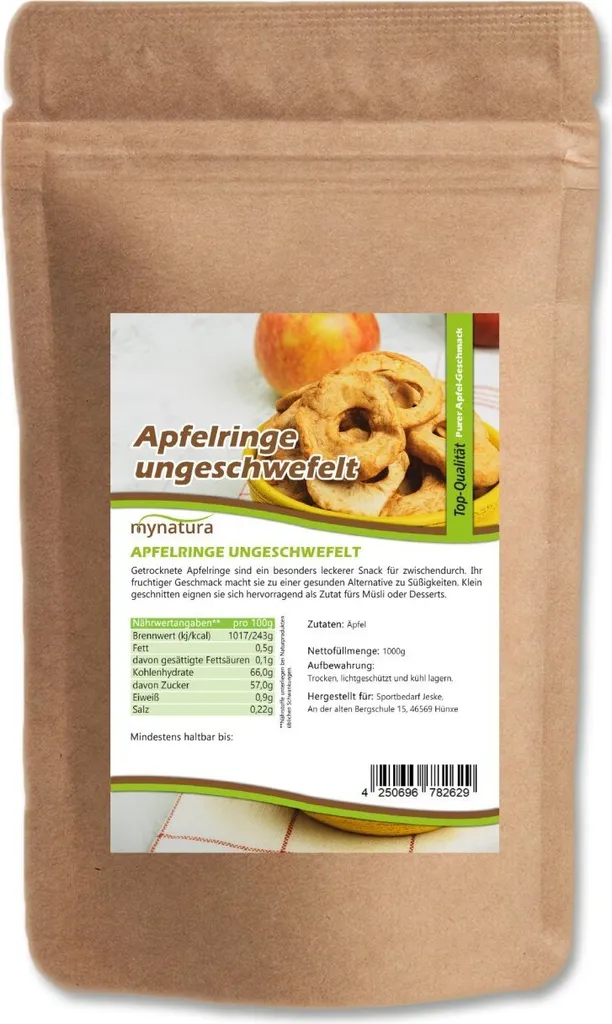 My natura Mynatura dried apple rings, unsulfured 1Kg