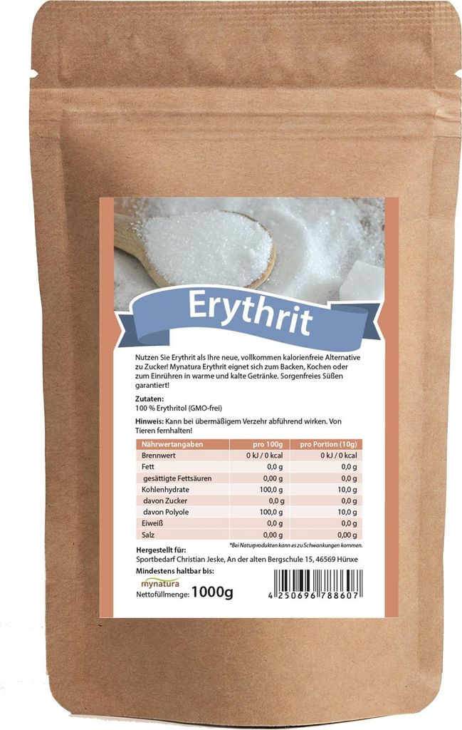 Mynatura Erythritol – Low-calorie sugar substitute & natural sweetener for conscious nutrition 1 kg 1000g