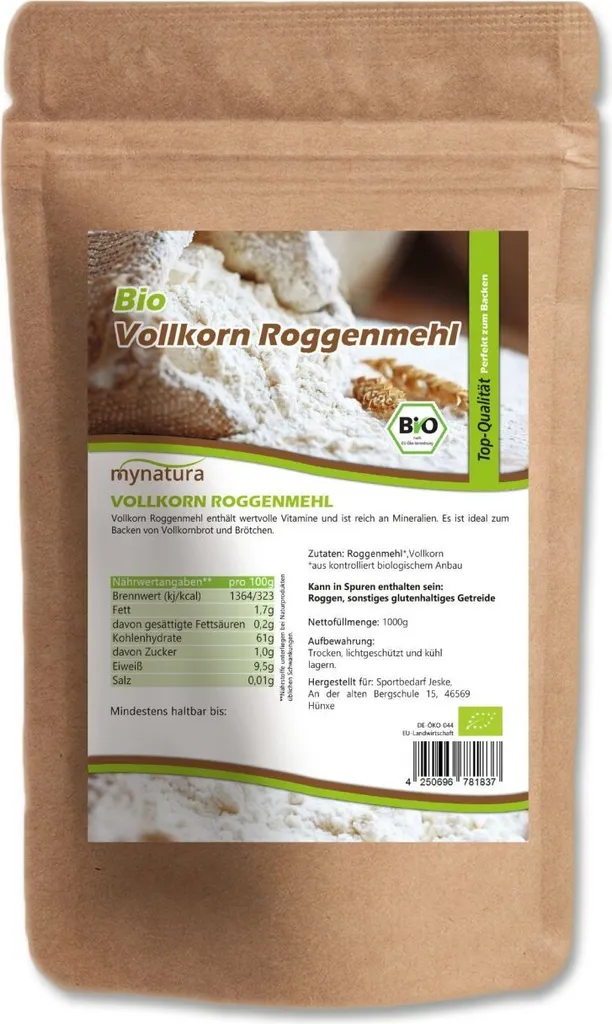 My natura Mynatura Wholegrain rye flour 1000g bag 2000g