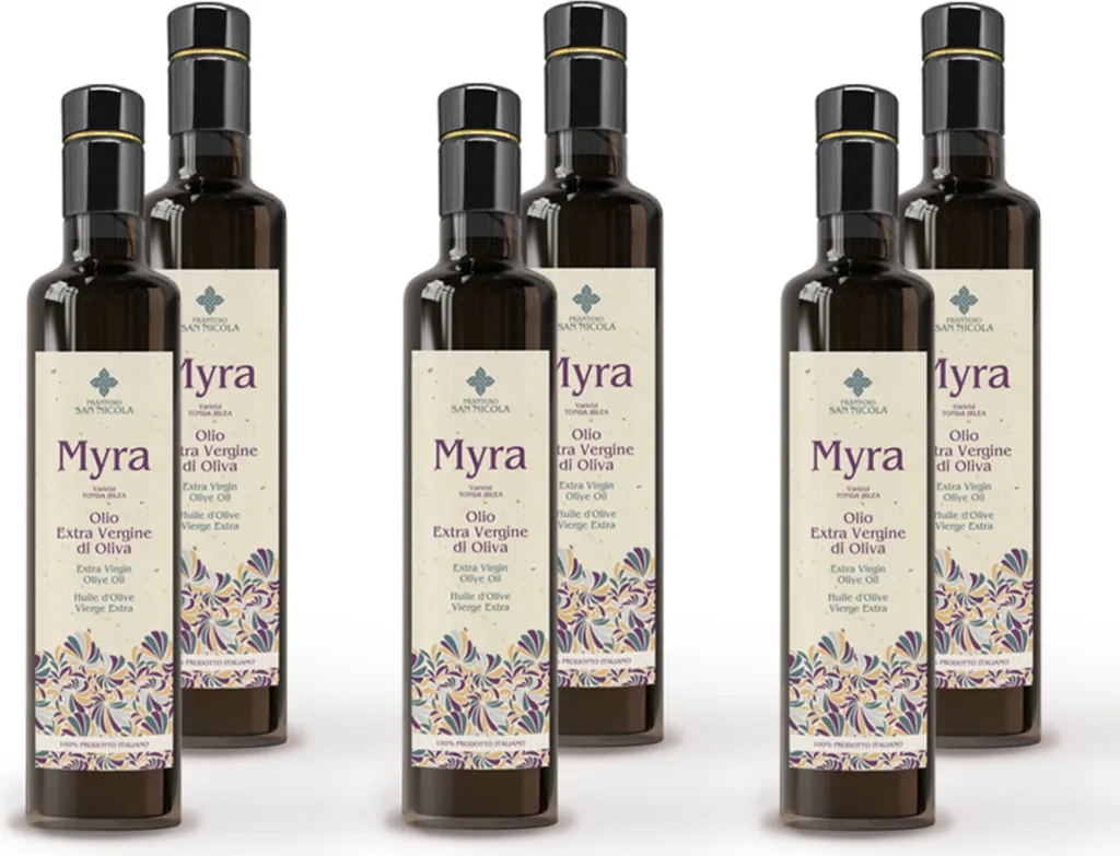 Win2Win Tech Myra Monocultivar Tonda Iblea extra virgin olive oil 6 bottles of 500 ml, 500 ml
