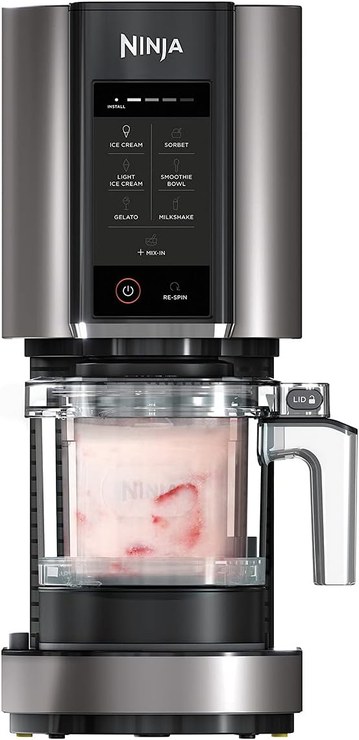 Ninja CREAMi Ice Cream Maker & Frozen Dessert Maker with 3 Cans, 7 Programs, Makes Ice, Gelato, Sorbet, Smoothie Bowl, Milkshakes and More, Black/Silver, Makes 1.4 L Ice Cream, NC300UK