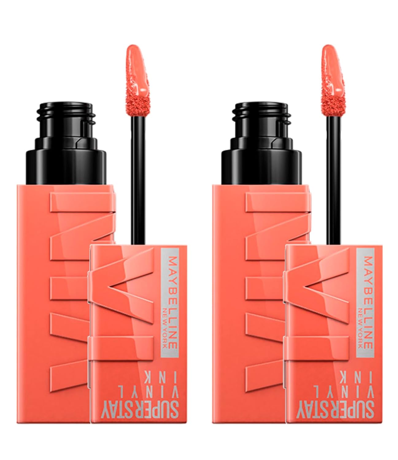 Maybelline New York SuperStay Vinyl Ink Lip Color with Shiny Vinyl Effect and a Shelf Life of up to 16 Hours, Colour-Free Formula, Color 105 Golden - 2 Lipsticks with