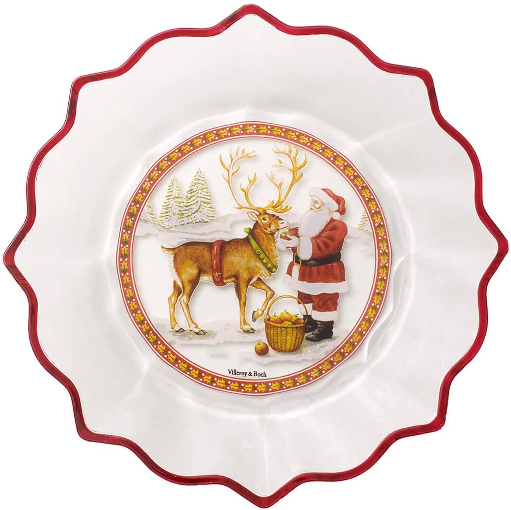 Villeroy & Boch Christmas Glass Accessories Santa with Reindeer Bowl 250 mm 11/7242/0706