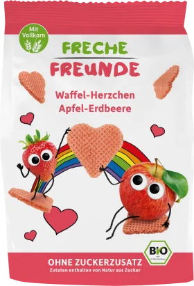FRECHE FREUNDE FRECHE FRIENDE children's snack waffle hearts apple-strawberry, from 1 year, 25 g