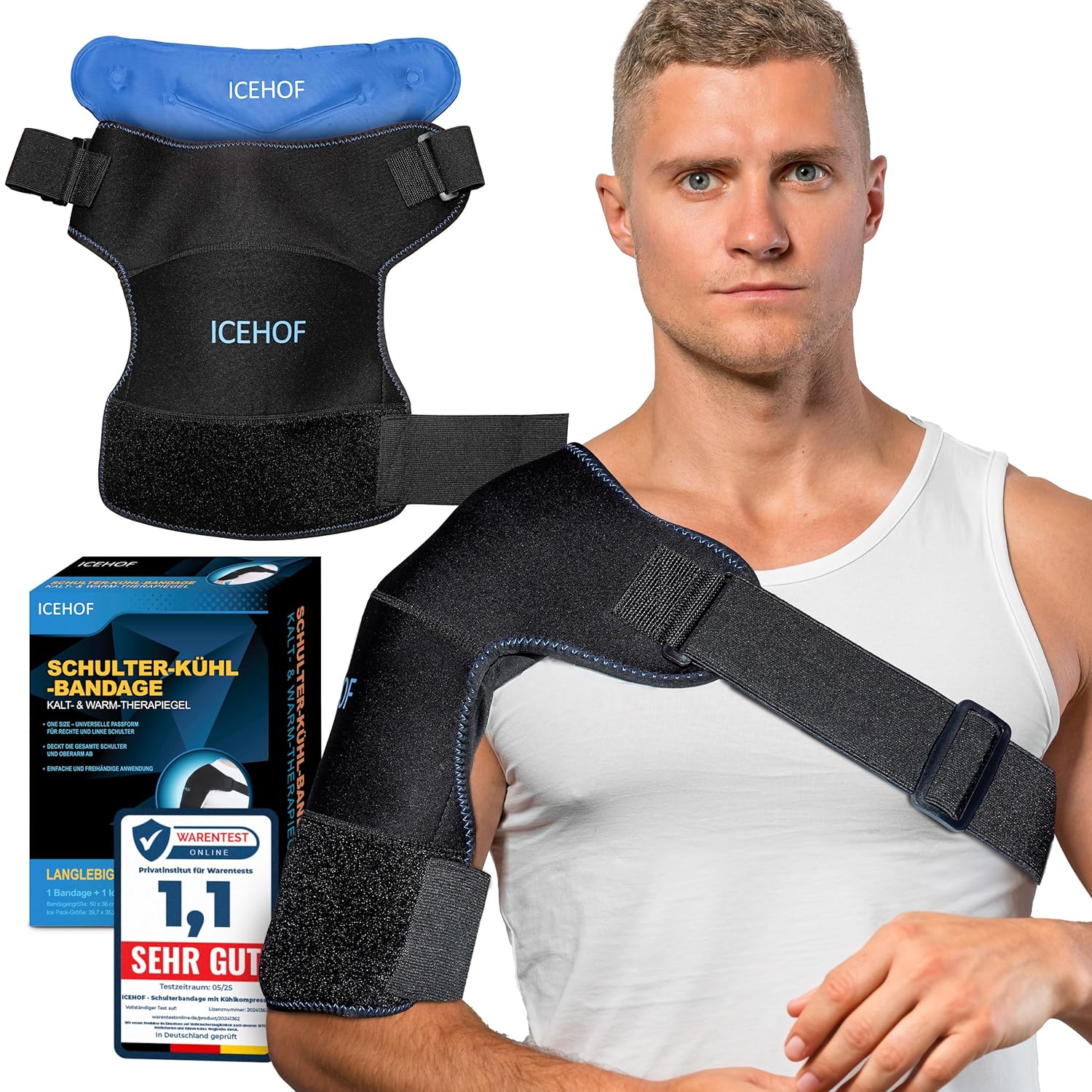ICEHOF Store ICEHOF Shoulder Bandage with Cooling Compress - Shoulder Cooling Pad - Cooling Cuff Cooling Pad for Men & Women - Cooling Bandage for Shoulder Cool Shoulder Strap Cooling Pad Cooling Pads Shoulder Cooler