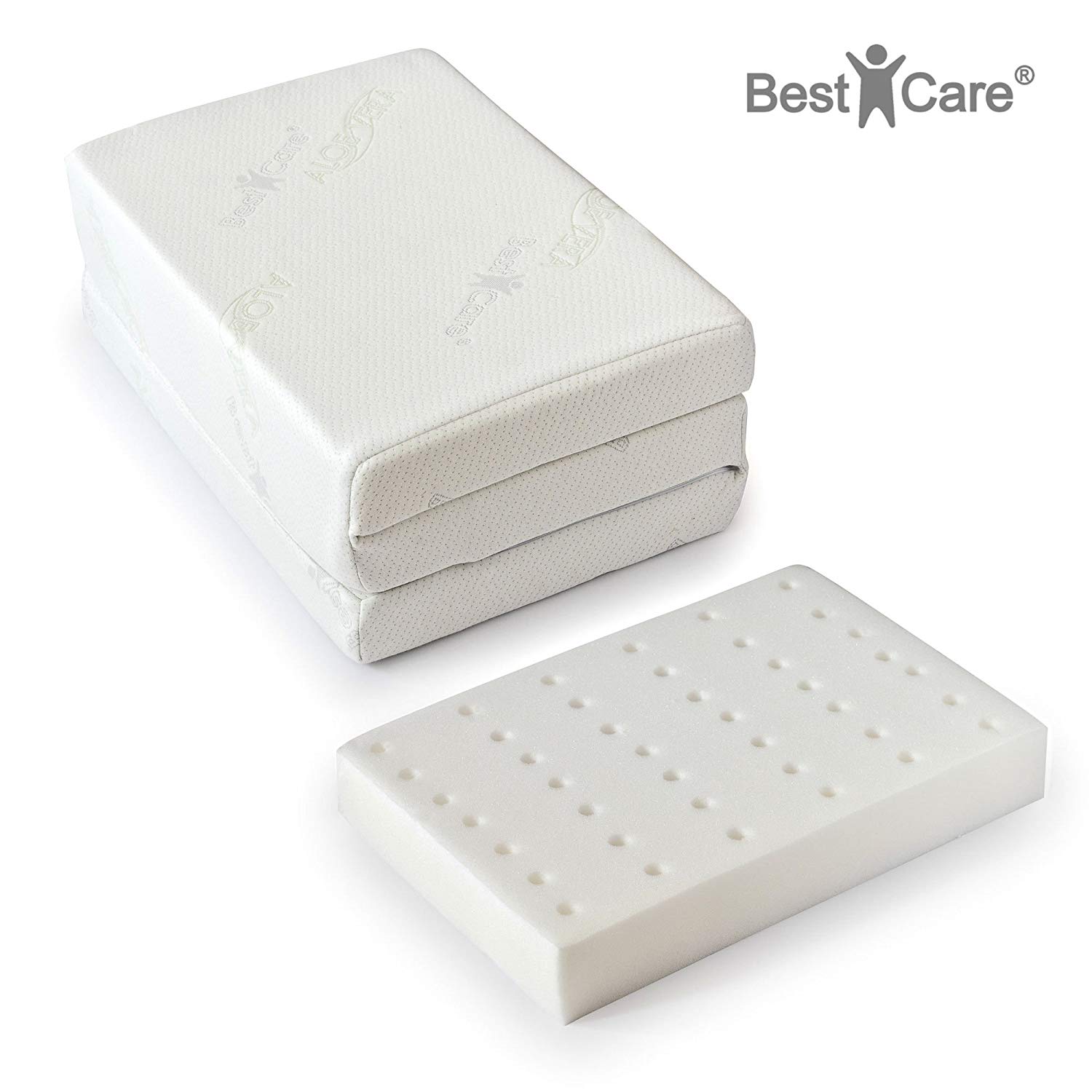 BestCare Travel Mattress EU Product No More Sheet Required Total Height 8 cm Anti-inflammatory Aloe Vera Cover Breathable with Ventilation Channels 140x70cm