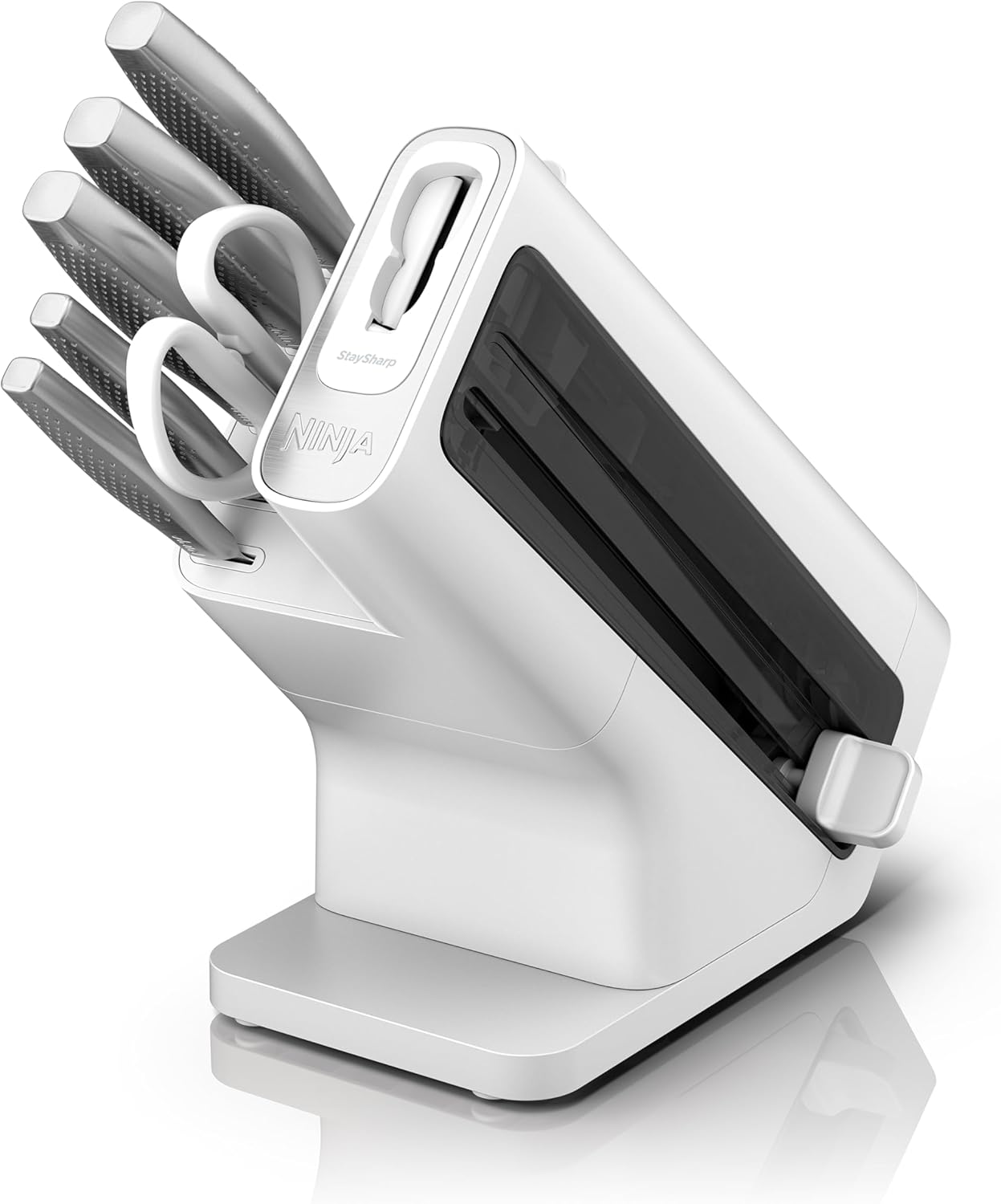 Ninja StaySharp K62006EUWH Stainless Steel 6-Piece Knife Set with Integrated Knife Sharpener with Kitchen and Herb Scissors White