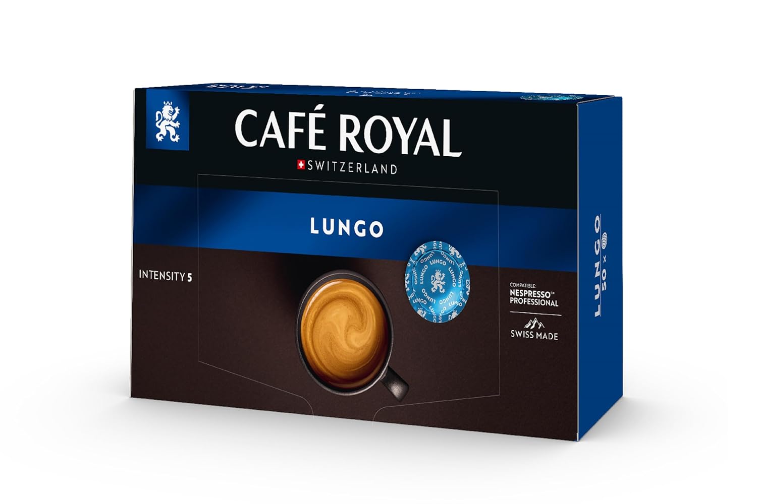 Café Royal Professional Pads, Lungo, 50 Nespresso (R) Professional Compatible Pads for Office and Catering, Rainforest Alliance Certified, 100% Arabica Coffee, Intensity 5