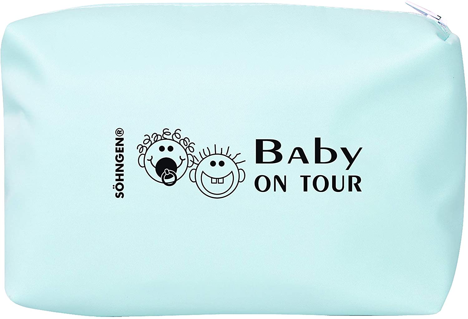 Söhngen Baby on Tour First Aid Bag Blue (Zip Pocket for Toddlers; Coated Nylon Fabric; Heavy Duty; with Fever Thermometer, Pacifier, Bandage Material, Teether) 0350007b, ‎blau
