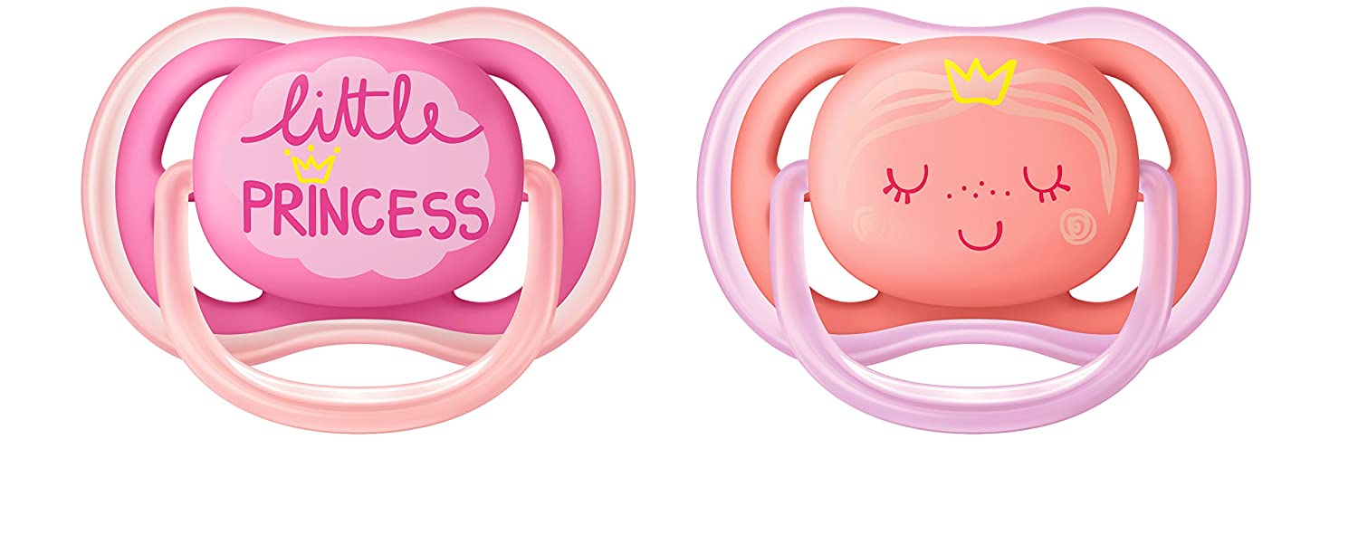 Philips Avent Ultra Air Soothers for Infants between 6-18 Months - Maximum Air Circulation - Twin Pack with Motif Girls