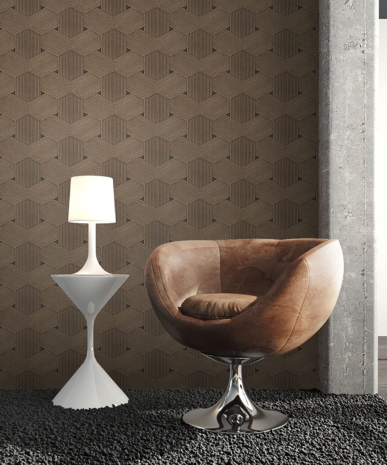Newroom Design Newroom wallpaper, brown, non-woven wallpaper, graphic, modern, natural, beautiful, modern and elegant design look, including wallpapering guide (English language not guaranteed).