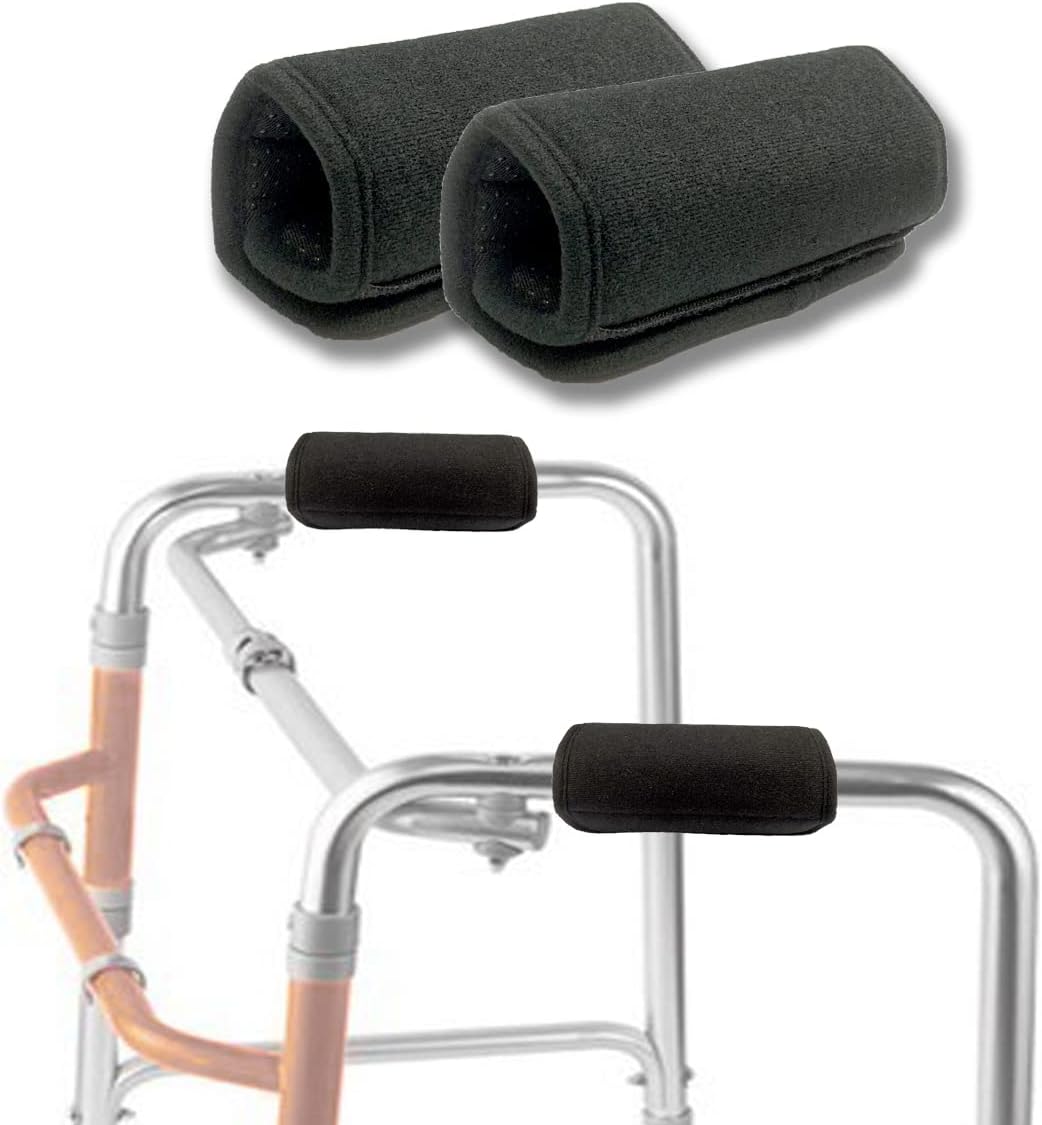 HWIN Universal Walker Padded Hand Grip Covers Soft Memory Foam Padding for Walker and Walker Washable Black