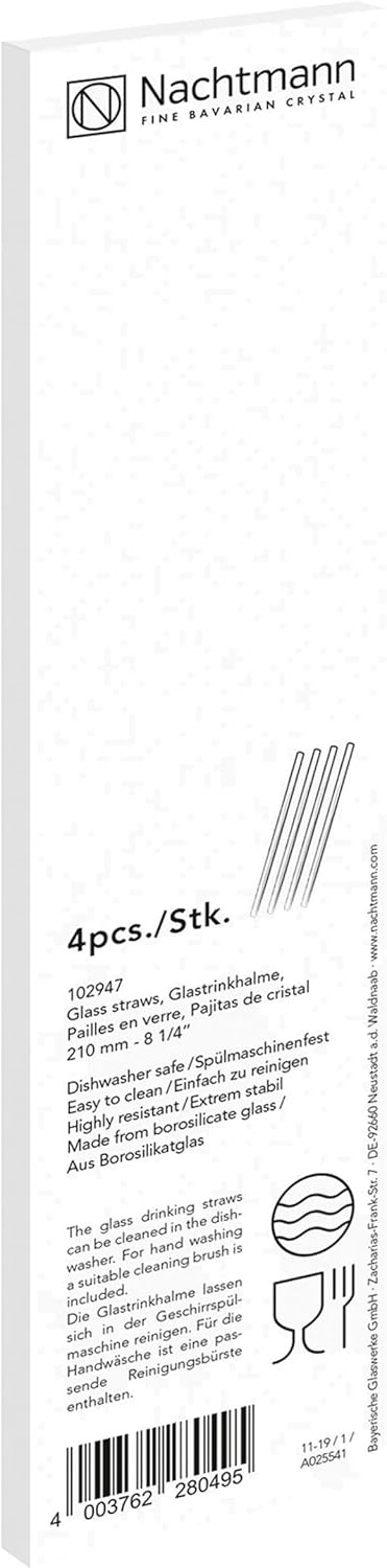 Spiegelau & Nachtmann, 102947 Glass Drinking Straws Set of 4 21 cm