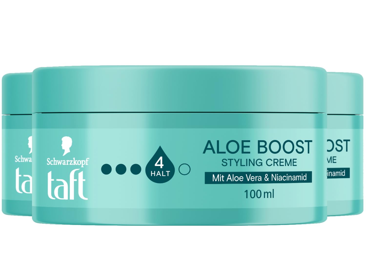 TAFT Aloe Boost Styling Cream Hold Level 4 (3 x 100 ml), Gentle & Nourishing Hair Wax with Aloe Vera Complex & Niacinamide, Styling Wax for Natural Looks and Long-Lasting Hold
