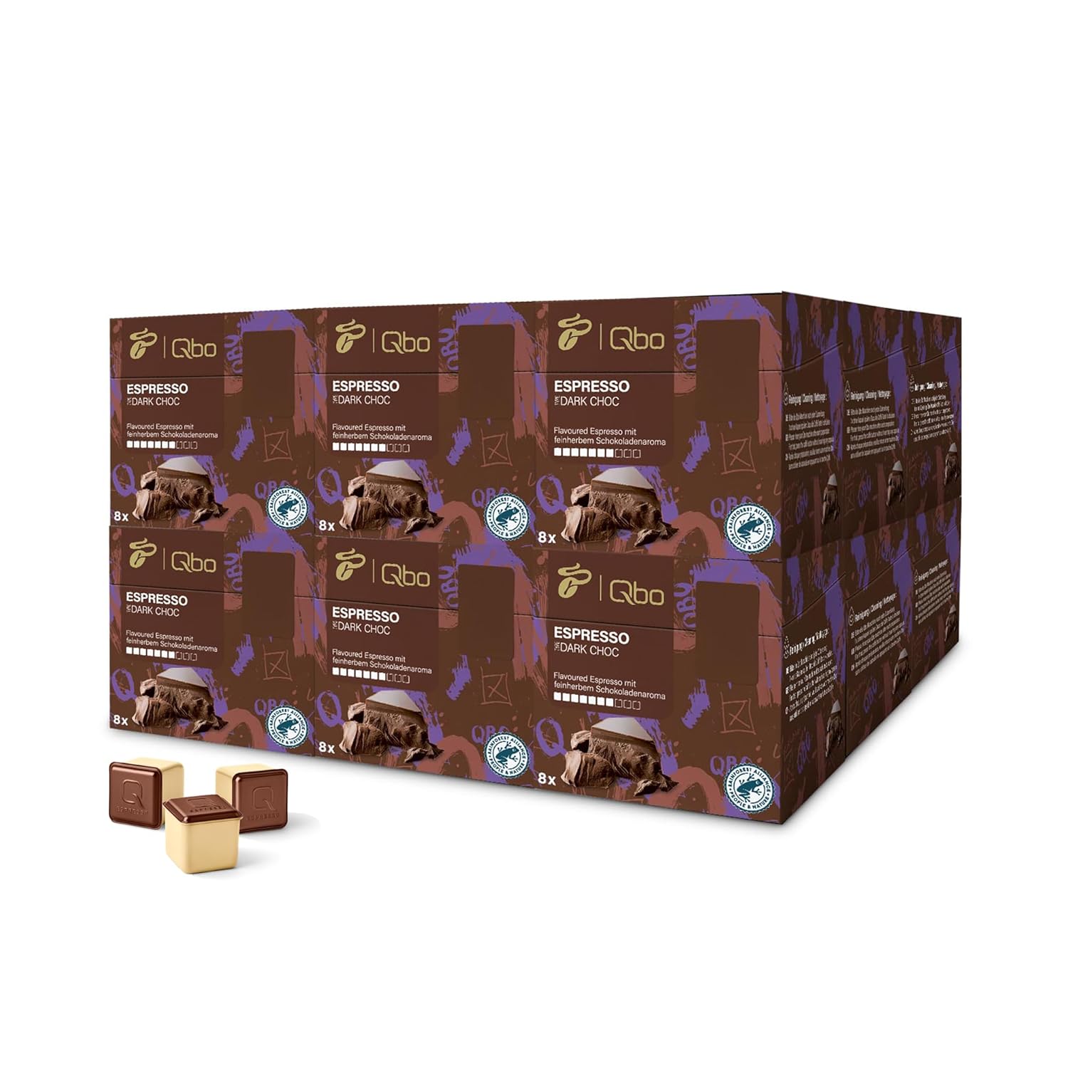 Tchibo Store Tchibo Qbo Espresso Flavoured Dark Chocolate Premium Coffee Capsules, Pack of 144 (Espresso, Intensity 7/10, Aromatic and Fruity), Sustainable, Made from 70% Renewable Raw Materials, 2kgs