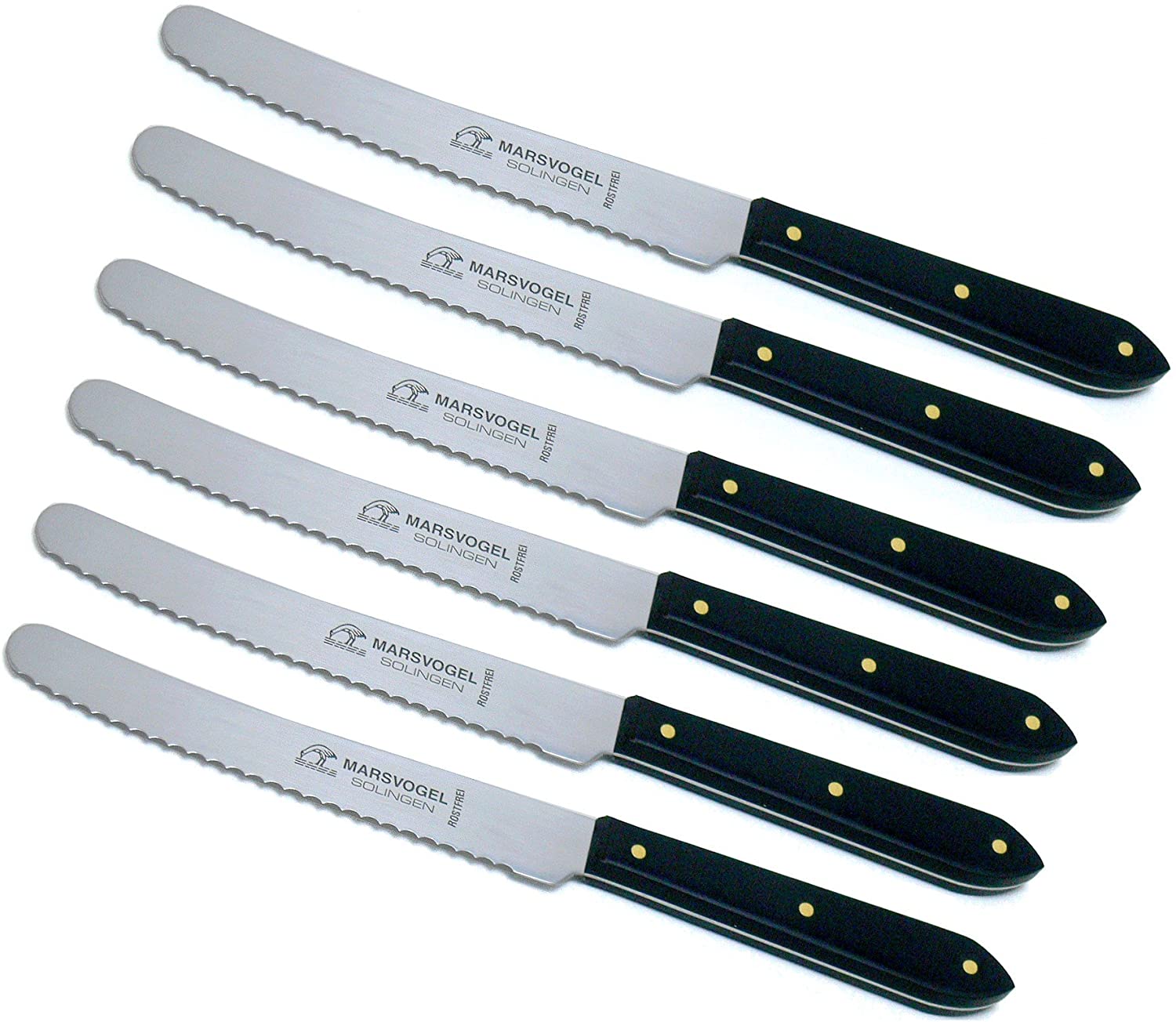 Pack of 6 table knives POM pointed Marsvogel Solingen table knives table knives (pack of 6, black)