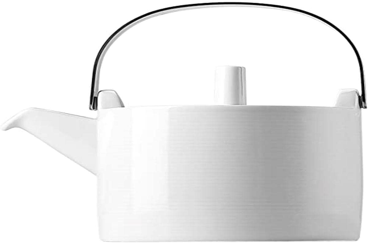 Thomas Rosenthal Loft Award-Winning Concentric Circled Designed White Teapot Created from Pure White Translucent Porcelain