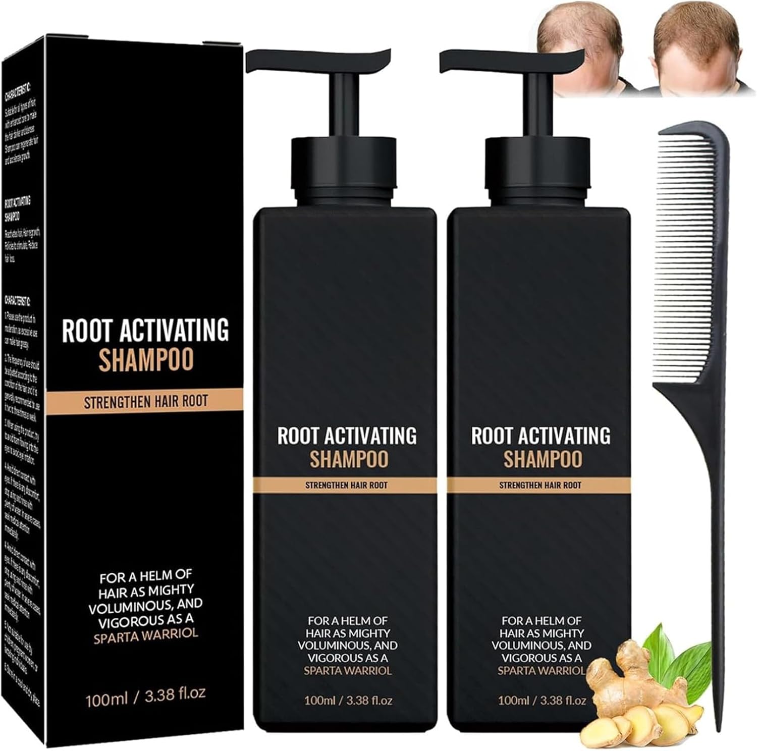 ERISAMO Spartan Root Activator Shampo, 2025 Spartan Hair Loss Shampoo, Spartan Shampoo Root Activator, Mane Root Activator Shampoo for Men, Promotes Hair Growth (2 Pieces)