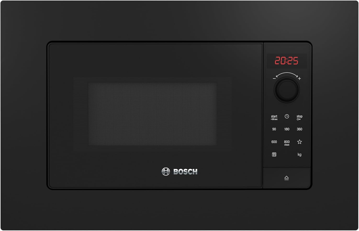 Bosch Store Bosch BFL623MB4 Series 2 Built-in Microwave, 38 x 60 cm, 20 L, 800 W, AutoPilot 7 Programs, QuickStart, LED Display, Hydrolytic Cleaning, Black Glass