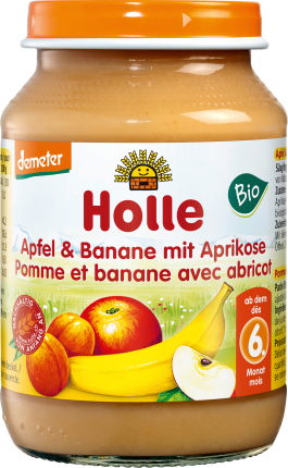 Holle baby food Fruits Apple & banana with apricot from the 6th month, demeter, 190 g