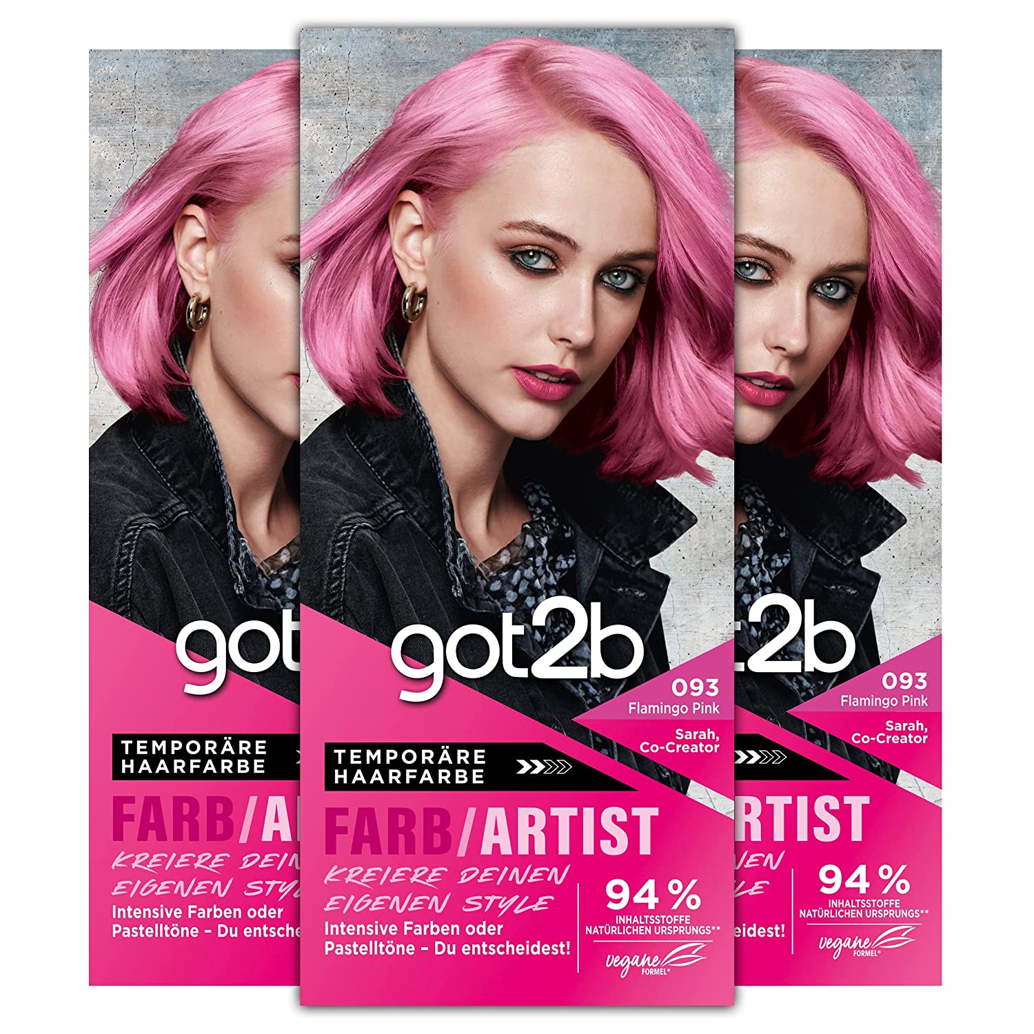 Got2b color/artist 093 flamingo pink level 2 pack of 3 x 80 ml