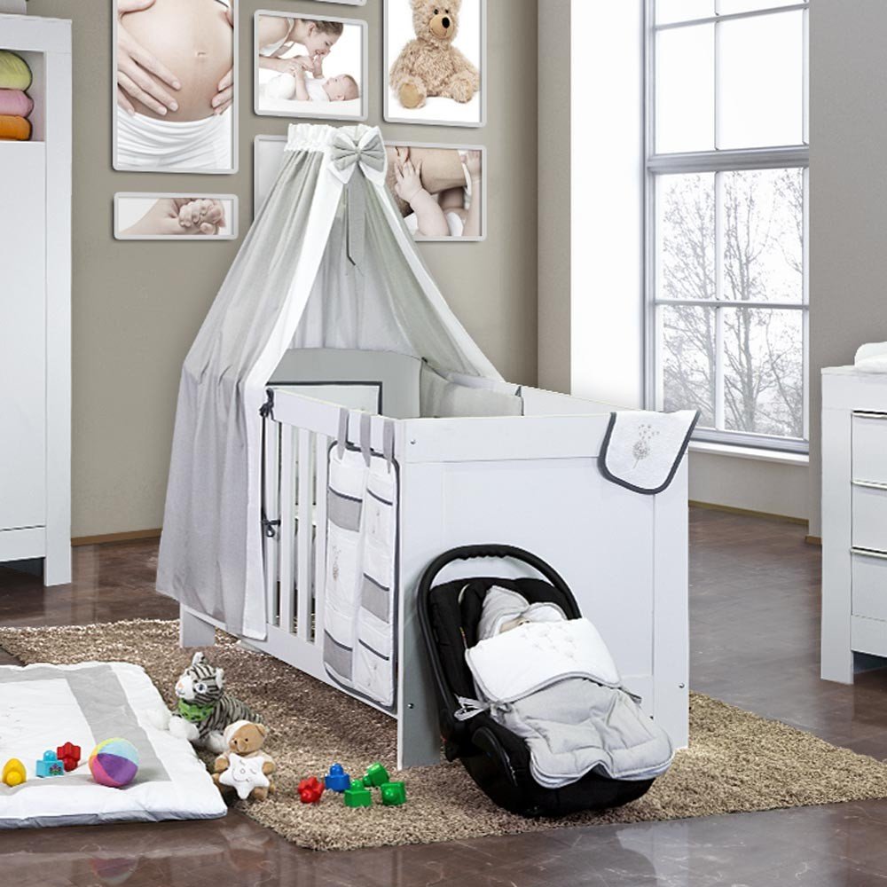 Mixibaby 5 Piece Baby Nursery Bedding Set Blossom In White And Grey